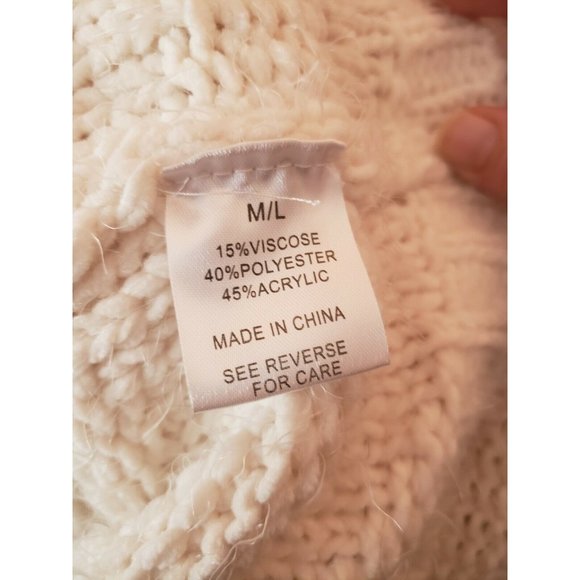 Wishlist Mock Neck Chevron Chenille Sweater - Cream Women's Size M/L - Picture 5 of 7